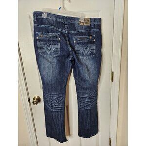 Jinzu Jeans 38x32 Blue Jeans Embroidered Baggy Hip Hop Y2K Streetware